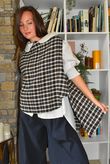 Jasper Plaid Brushed Cotton Tank Navy